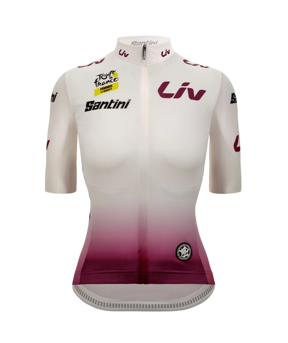 Camisa Ciclismo Feminino Best Young Rider Tour de France Branco Santini Branco / Roxo