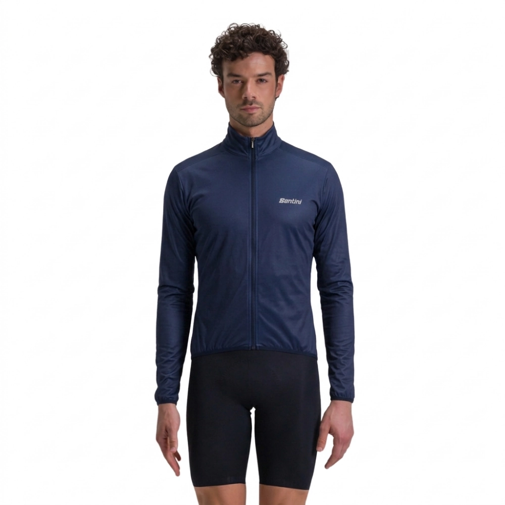 Jaqueta Corta Vento Ciclismo Masculino Latam Nebula Santini Azul Marinho