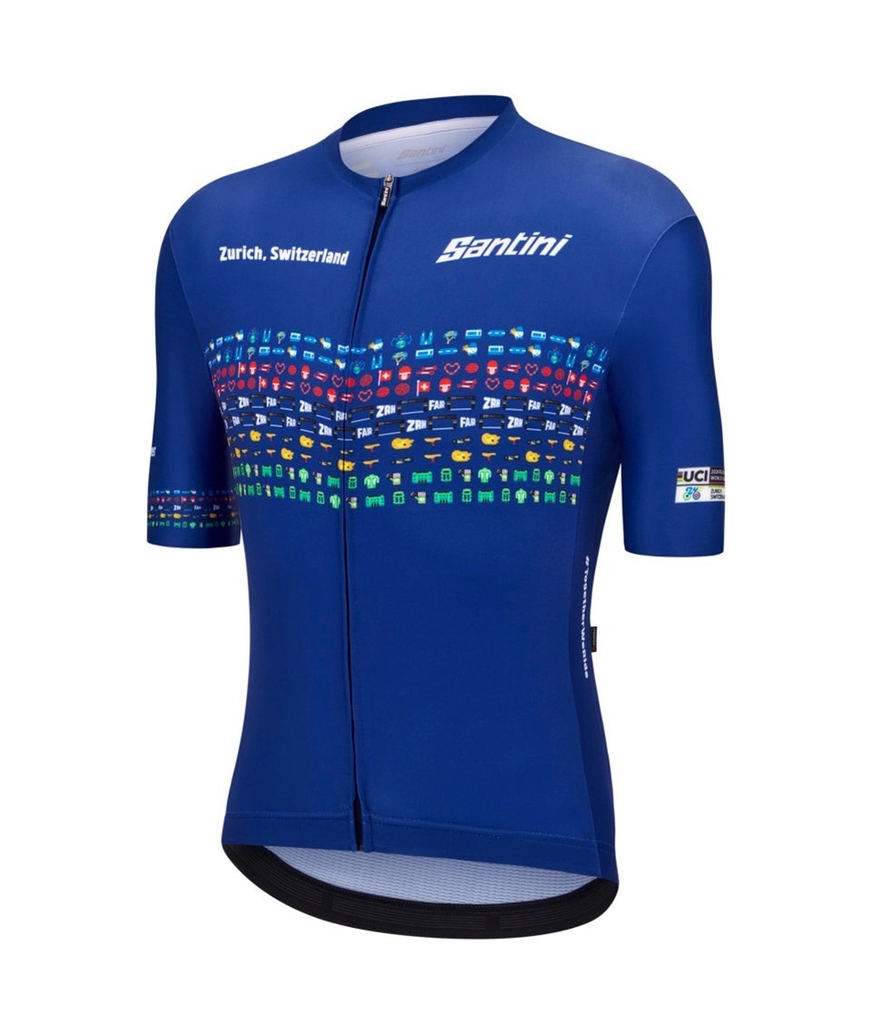 Miniatura 2.0 de Camisa Ciclismo Unissex World Road Zurich Azul Santini