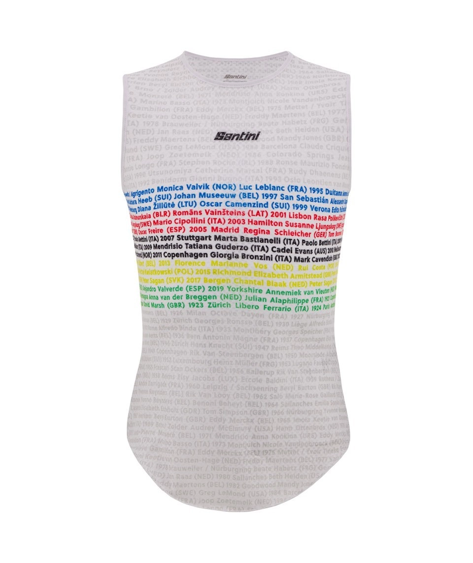 Camisa Ciclismo Masculino Segunda Pele UCI Word Champion Santini Branco