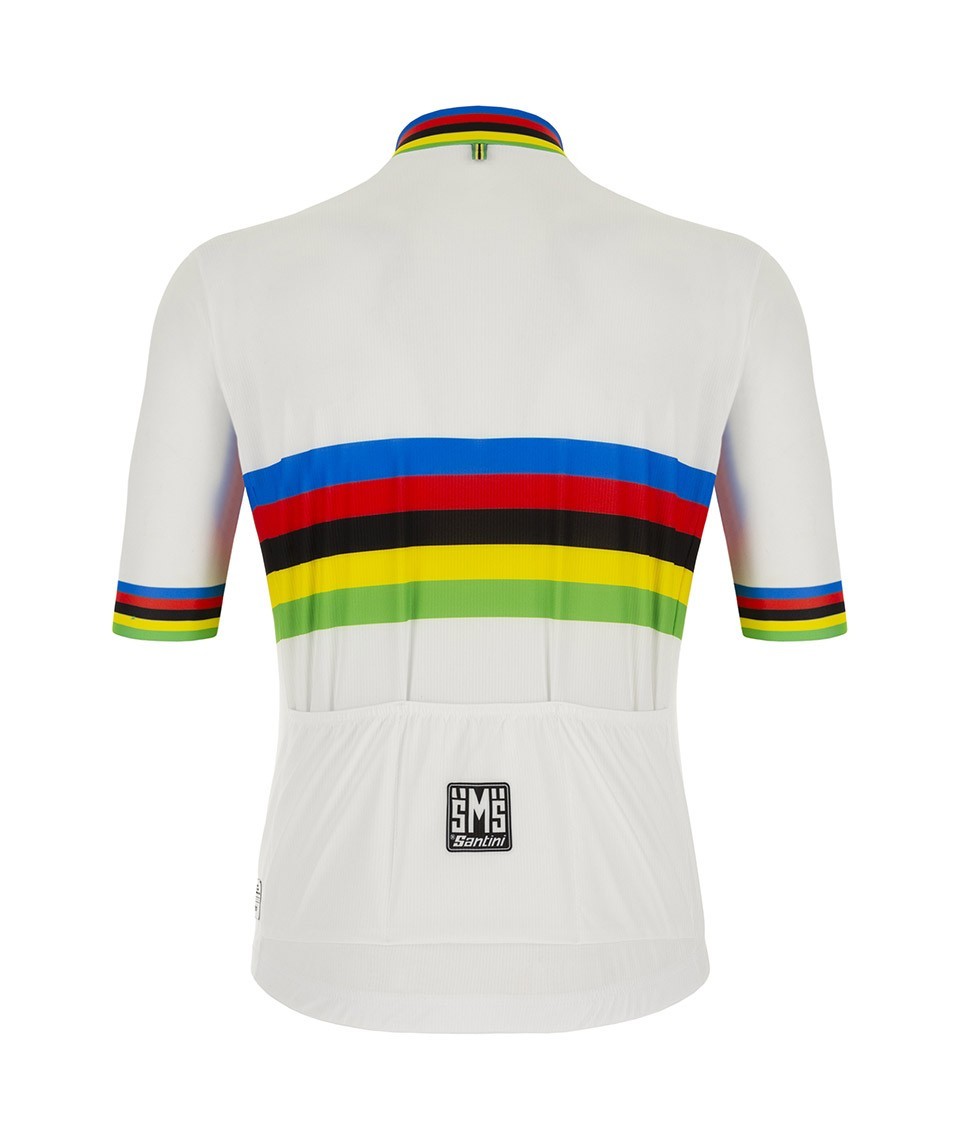 Miniatura 3.0 de Camisa Ciclismo Masculino Oficial UCI World Champion Eco Branco Santini