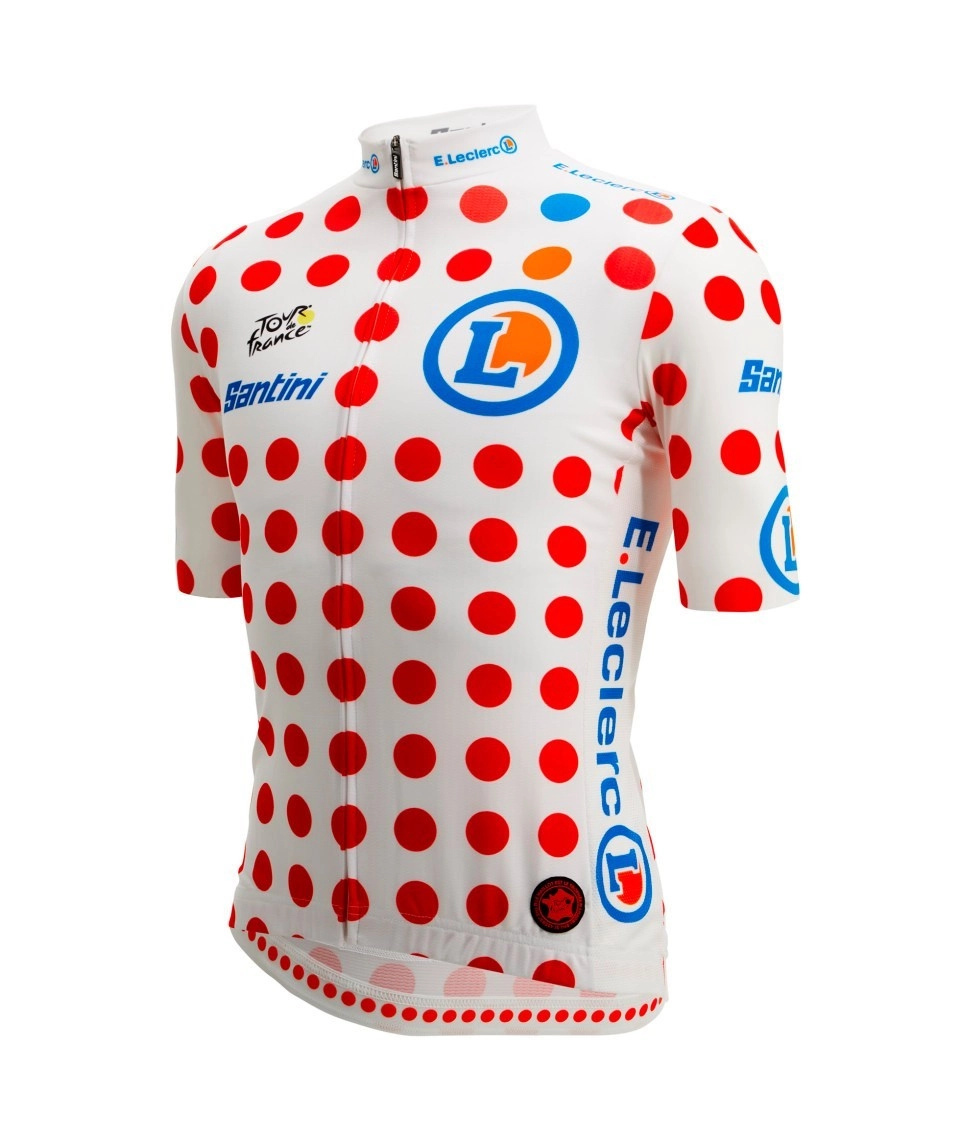 Camisa Ciclismo Masculino King of the Mountain Tour de France Branco Santini Branco / Vermelho
