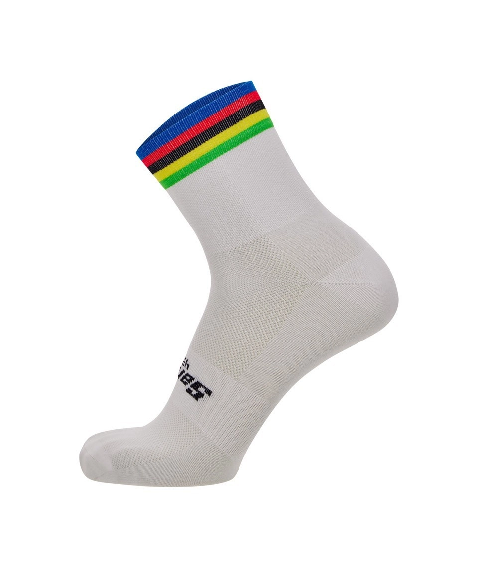Meia Ciclismo Oficial UCI Word Champion Alta Santini Branco