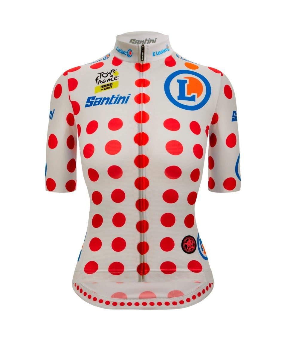Camisa Ciclismo Feminino King of the Mountain Tour de France Branco/Vermelho Santini Branco / Vermelho