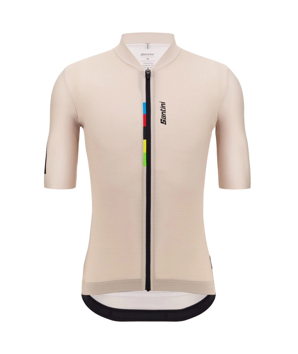 Miniatura 1.0 de Camisa Ciclismo Unissex UCI World Champion Bege Santini