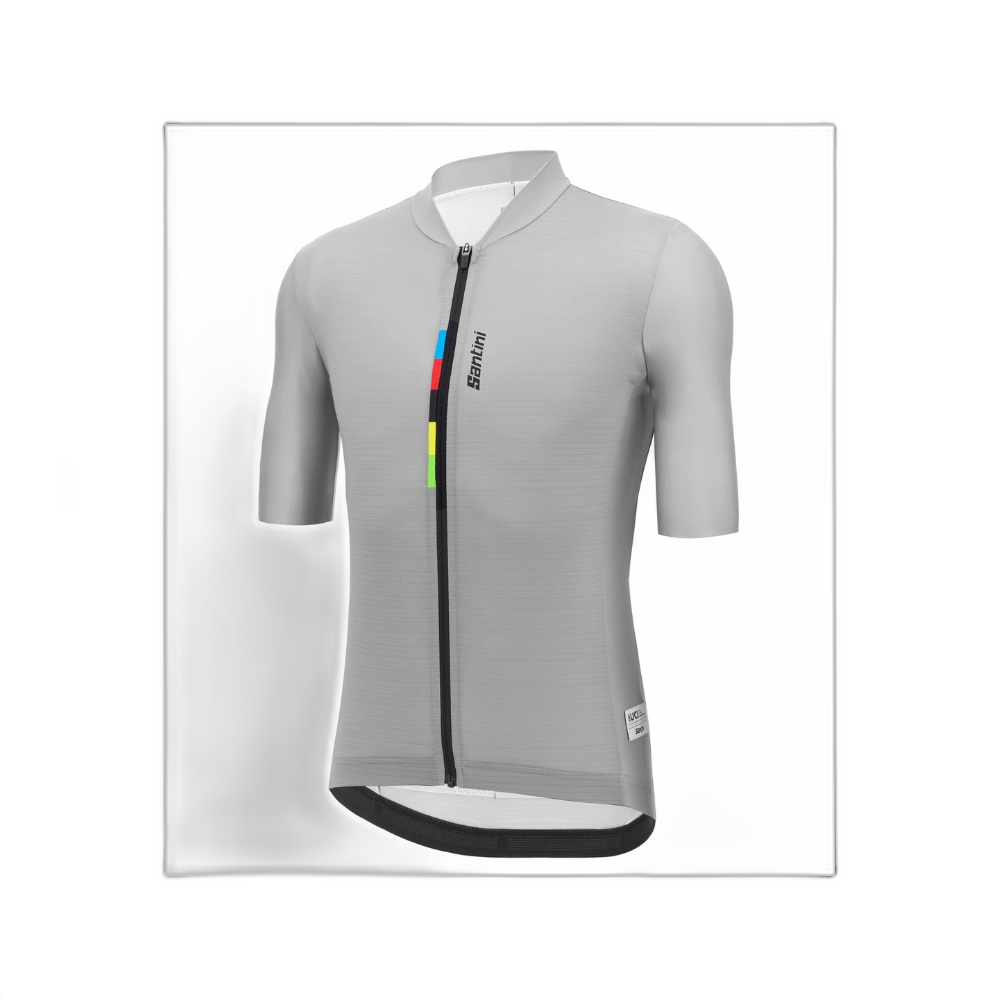 Camisa Ciclismo Masculino UCI World Champion Santini Cinza