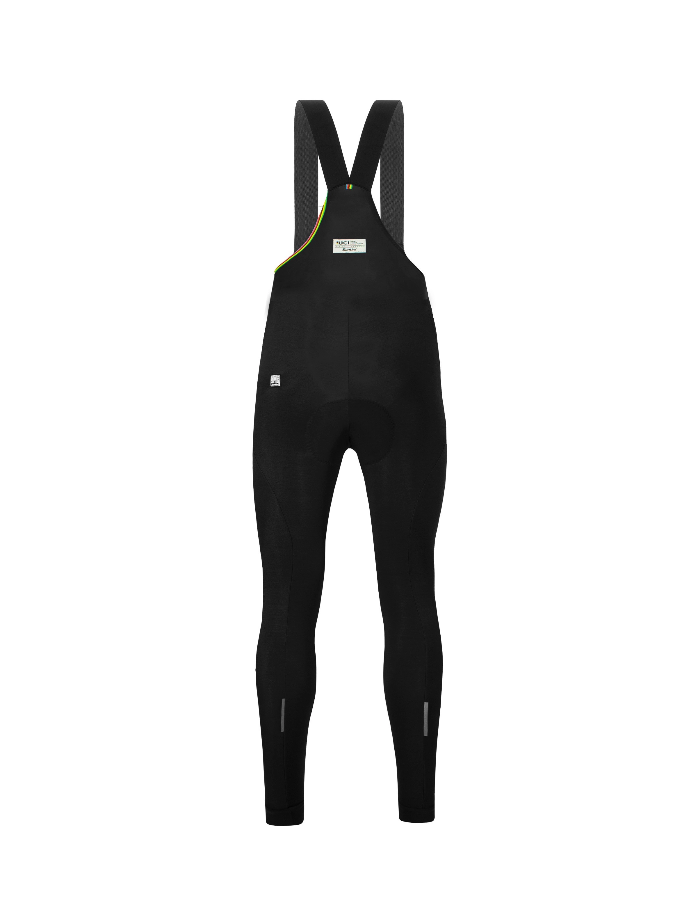 Bretelle Ciclismo Longo Masculino UCI Rainbow Winter Santini Preto