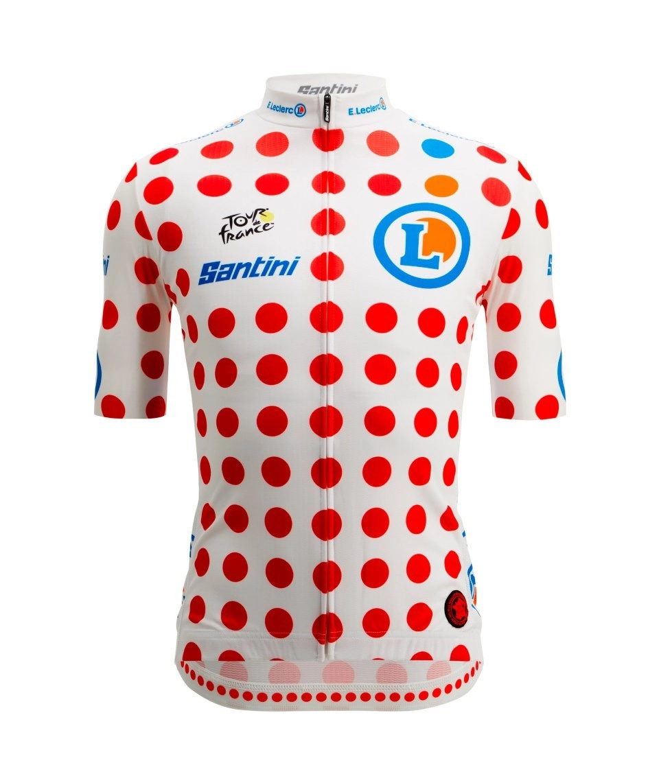 Camisa Ciclismo Masculino King of the Mountain Tour de France Branco Santini Branco / Vermelho