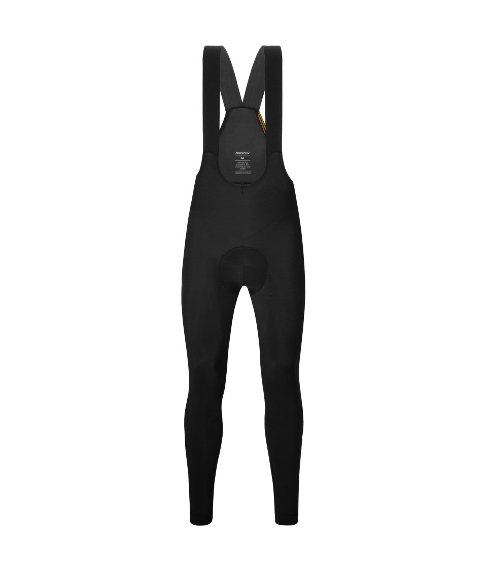 Bretelle Ciclismo Longo Masculino UCI Rainbow Winter Santini Preto